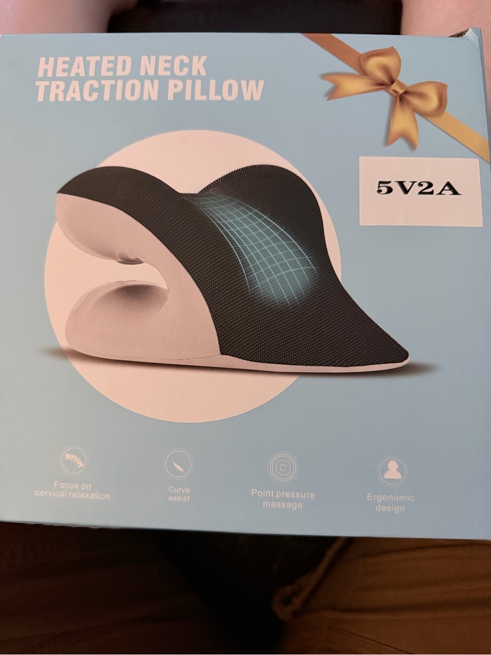 Heated Neck Traction Pillow — Black and White Comfort - Brand new never used